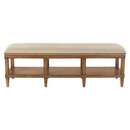 Upholstered Bed Bench with Lower Storage Shelf